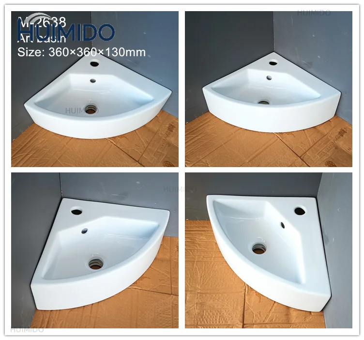 Wholesale Modern Easy Cleaning Porcelain Triangle Bathroom Sink Countertop or Wall Mount