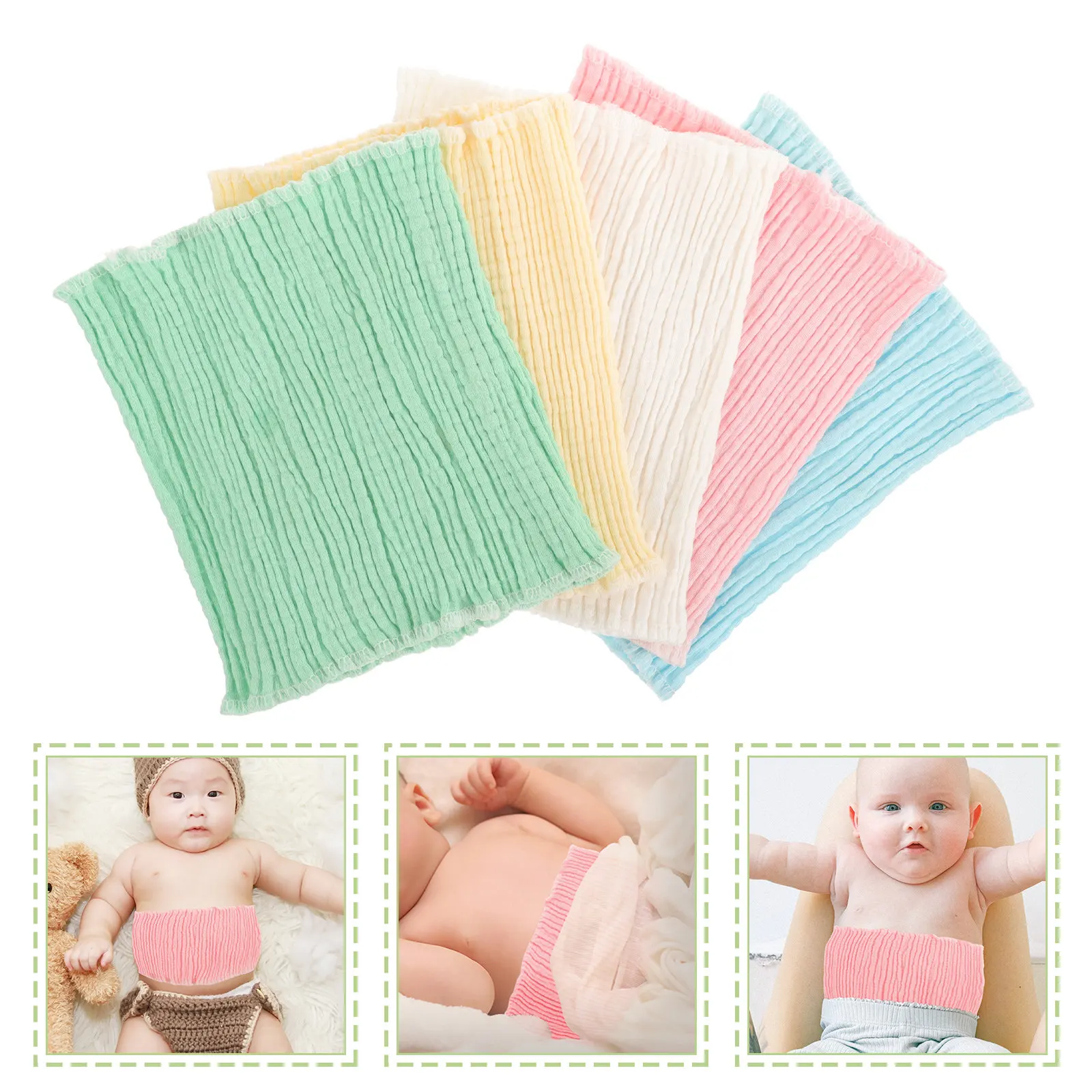 

5Pcs Infant Belly Band Cotton Navel Cord Newborn Abdomen Protection Warmth Support Reusable Baby Belly Wrap for Comfort Healing
