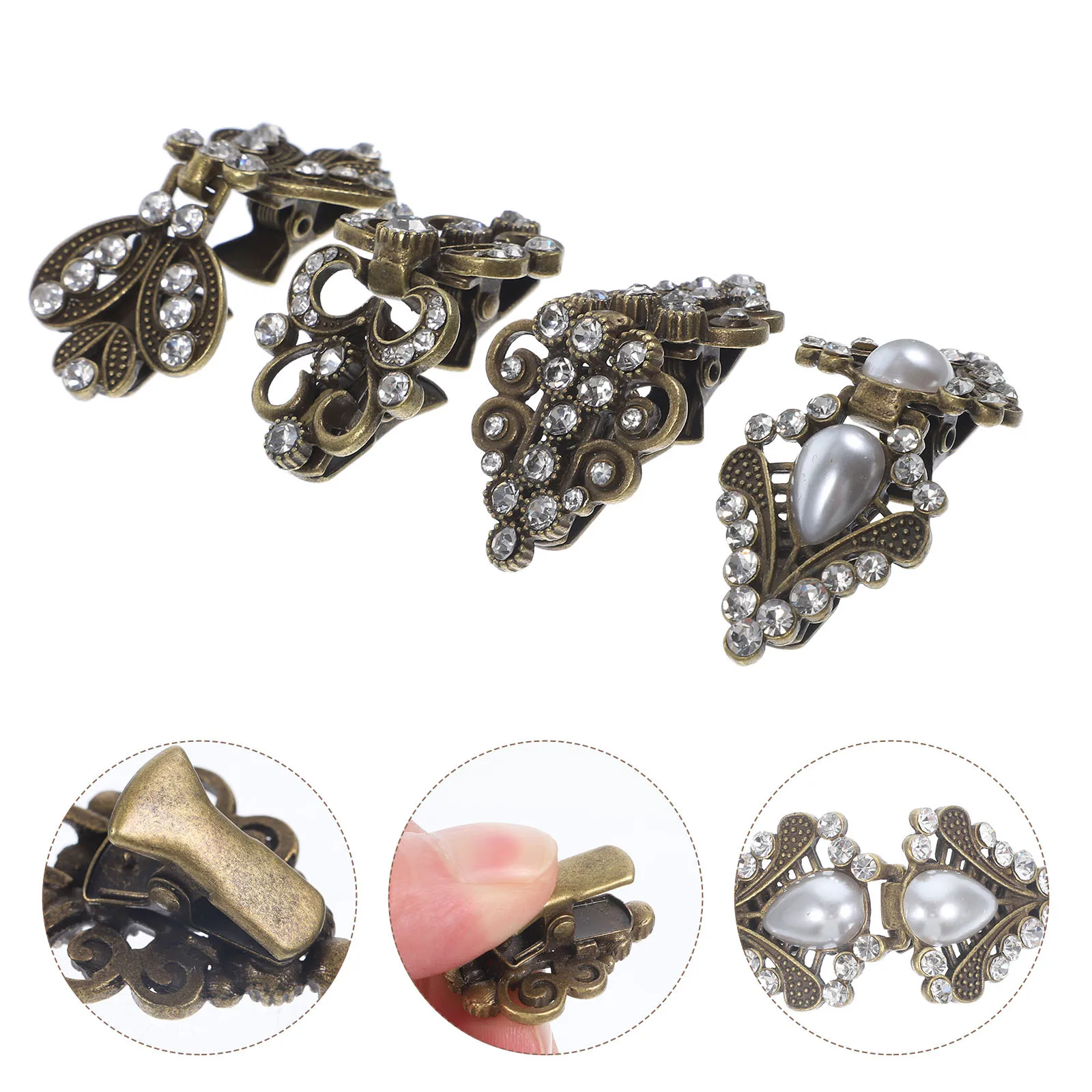 

4Pcs Alloy Dress Clips Vintage Cardigan Collar Pins Shawl Brooches Sweater Clips for Women Formal Casual Wear Cardigan Clip