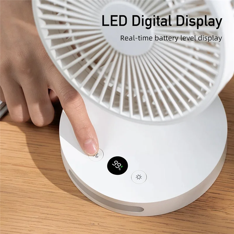 FAST-Summer New Desktop Small Fan Usb Home Smart Digital Display Office Mini Desktop Night Light Electric Fan
