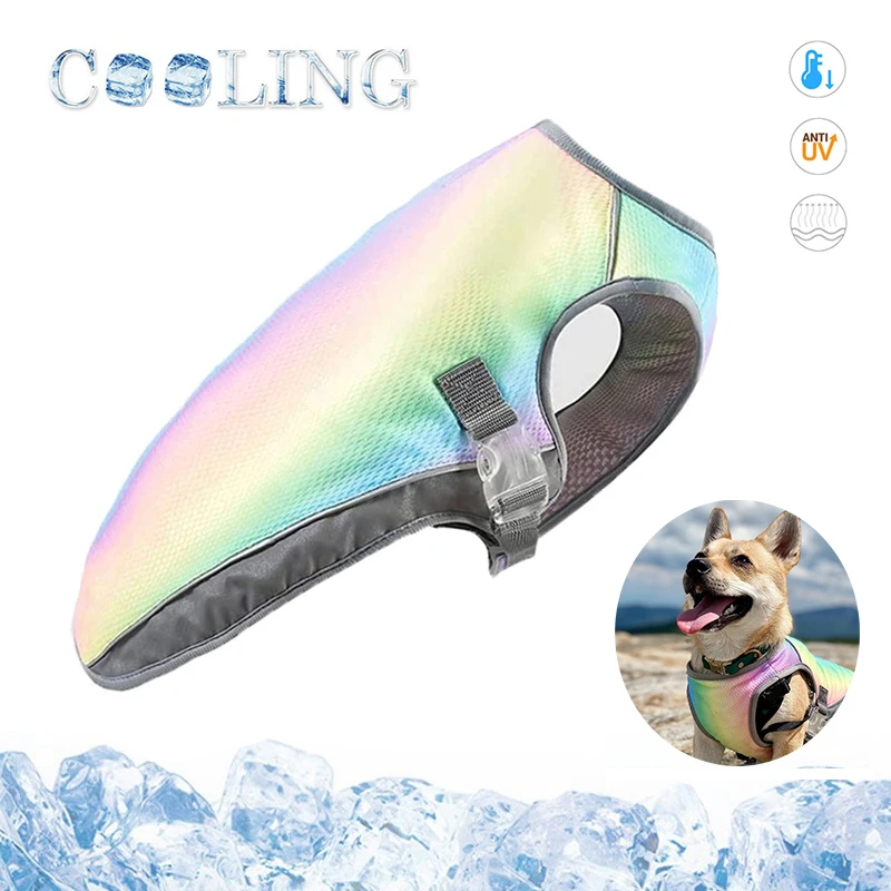 Sommer Haustier Hund schnell kühlende Weste hitze beständige Welpen kleidung atmungsaktive sonnen feste Regenbogen jacke für kleine große Hunde im Freien