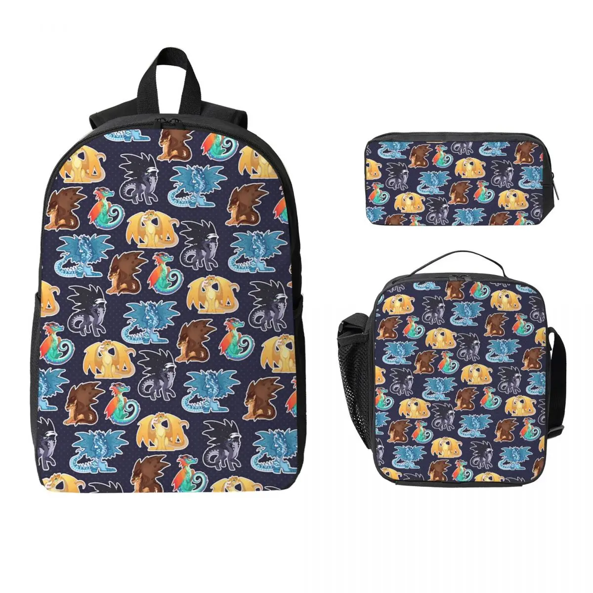 Dragonets Of Destiny Wings Of Fire Backpack BookBag School Bag Computer Shoulder Bags 3ps Insulated Lunch Bag Pencil Case