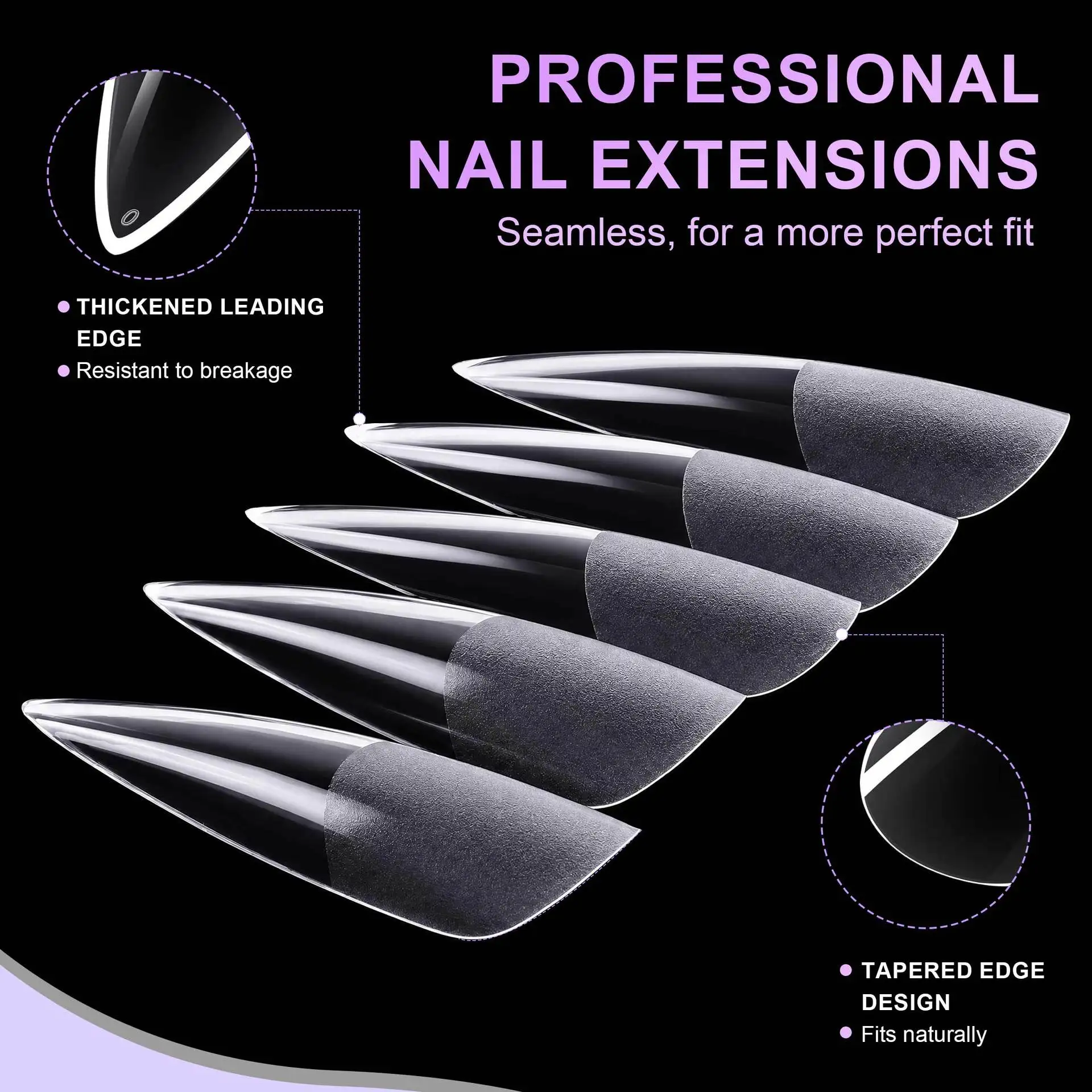 440/550pcs/box Medium and Long Soft Gel Nail Tips Medium Apricot/Coffin Head Half/Full Coverage Extension Tool Press-On Nail