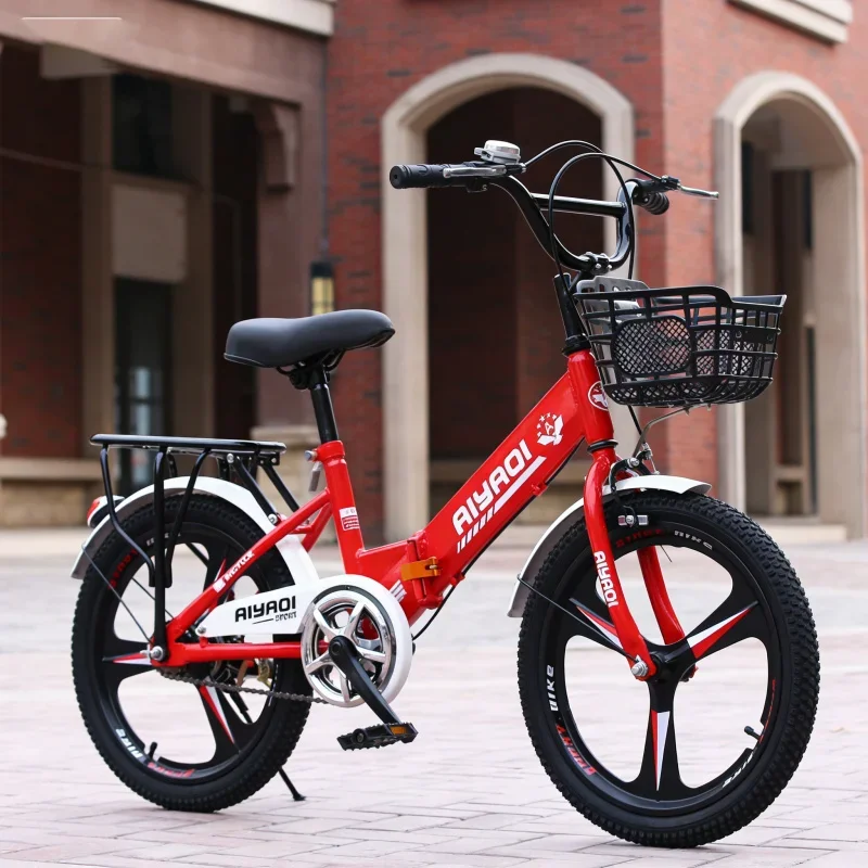 

Chinese Red Single Speed Youth Folding Bike Integrated Wheel Portable Adult 18-22 Inch Student Bicycle