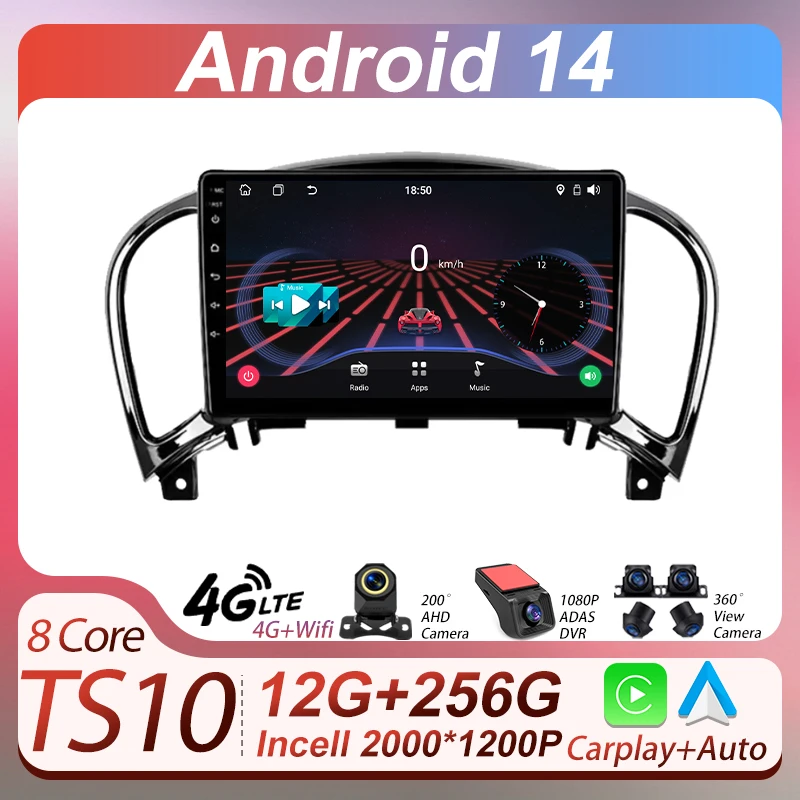 

Car Android 14 Multimedia For Nissan Juke 2010 - 2014 2 Din Radio Video Player Autoradio GPS Carplay Auto Screen Mirror Link