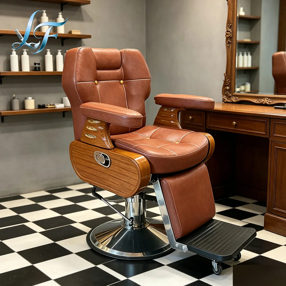 High End Vintage Reclinable Barber Chair Ideal For Men Pompadour Styling Hair Salon And Barbershop Usage