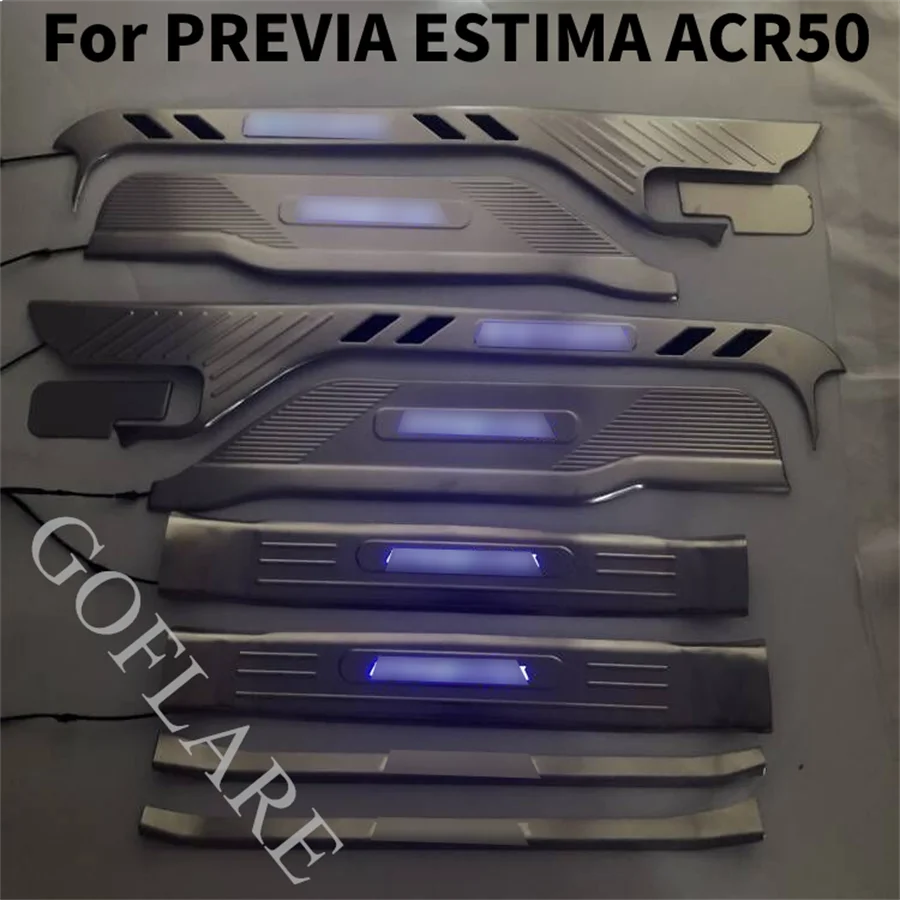 Car Accessories For Toyota Previa Estima ACR50 Led Door Sill Scuff Plate Sill Welcome Pedal Entry Guard Cover threshold stainles