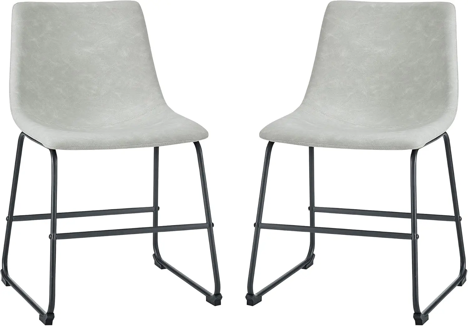 Douglas Urban Industrial Faux Leather Armless Dining Chairs, Set of 2, Grey