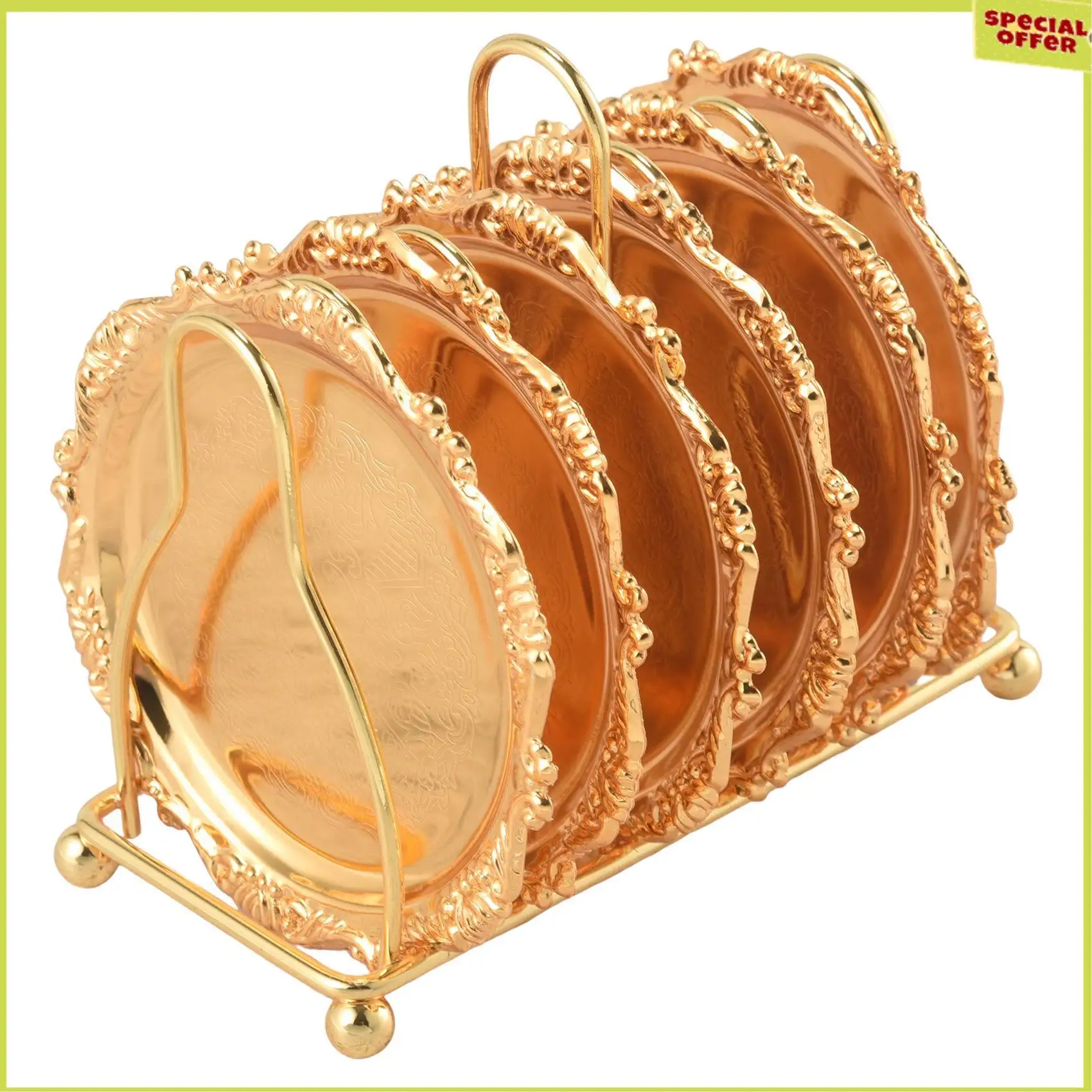 A34R Series 6 Piece Roller Coaster Creative Drink Coaster Decorative Frame Non-Slip Metal Coaster Desktop Display With Pole Fram