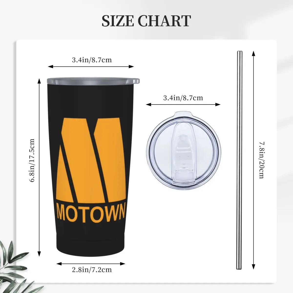 Motown Tamla Detroit Soul U.S.A Pop Music Sixties Stainless Steel Tumbler Insulated Mugs Thermal Cold Bottle Straw With Lid 20oz