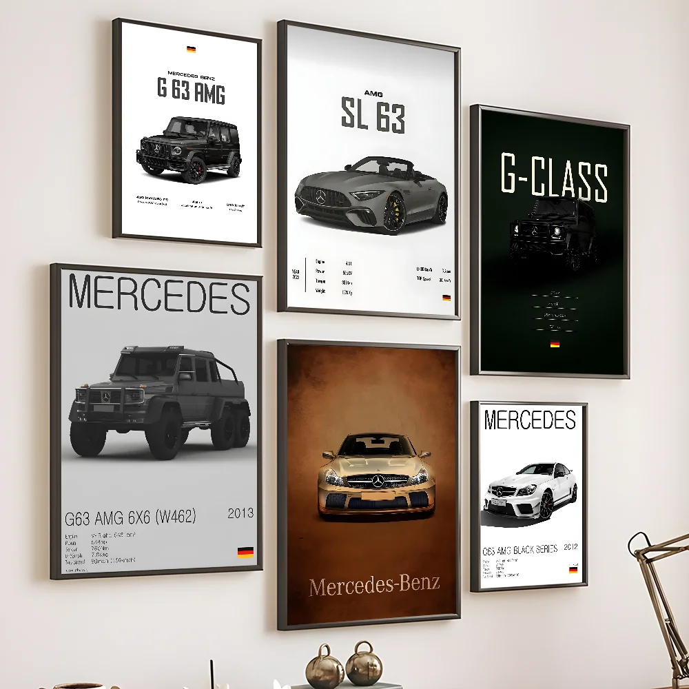 Black And White Classic Cool M-Mercedes-B-BenzS Poster Home Living Room Wall Room Bed Bedroom Home Decoration