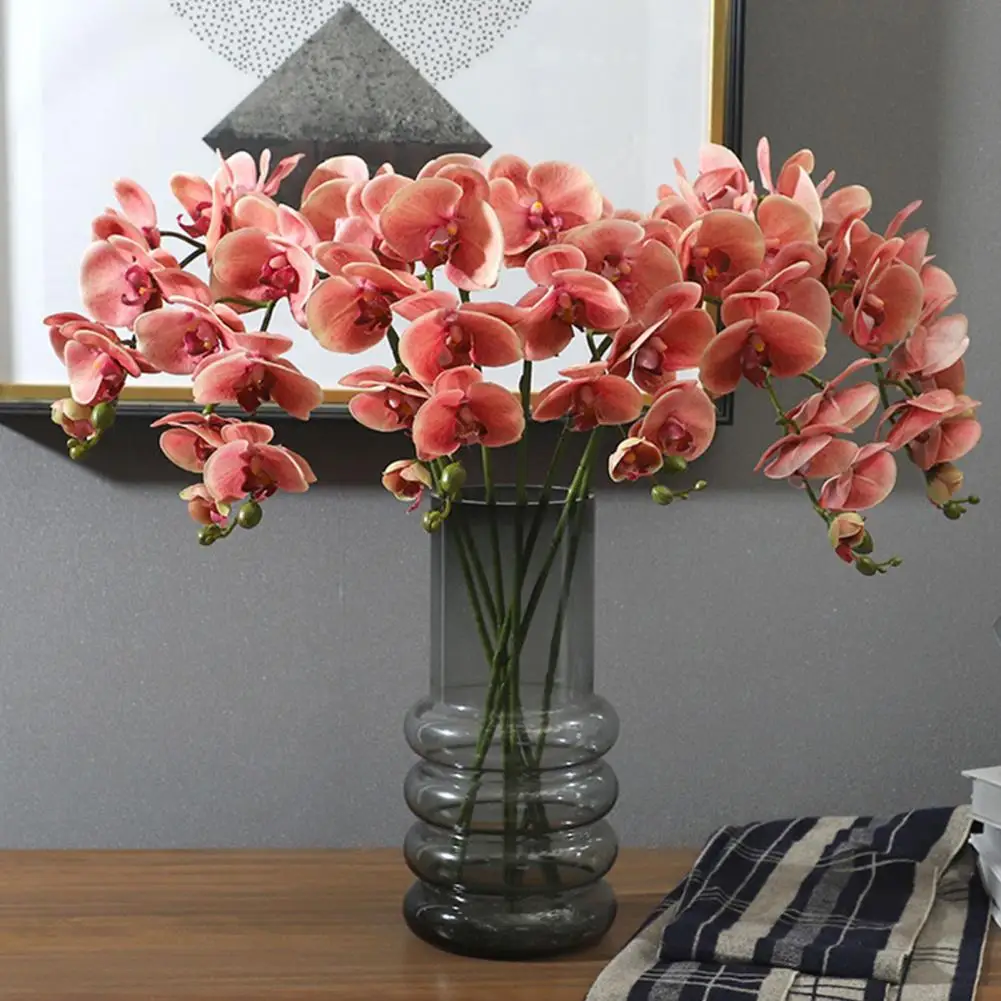 Simulation Flower Realistic Looking Anti-fade Plastic Artificial Phalaenopsis Flower Wedding Party Prop for Home