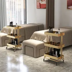 Gold Hairdressing Cart Multi-purpose Wheels Trolley Makeup Stainless Steel Pedicure Furniture Muebles Belleza Business Shopping