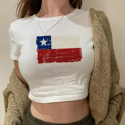 Chile 90s aesthetic streetwear crop top Woman manga 2000s hippie Kawaii tshirt tee