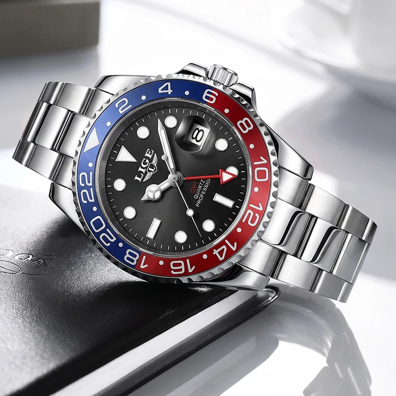 LIGE Retro Fashion Men Watch Casual Military Sport Waterproof Luminous Watches For Men Diving Quartz Chronograph Montre Homme