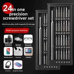 Precision Screwdriver Set 24 in 1 Screwdriver Hex Flat Magnetic Screwdriver Tip Suitable for PC Watch Camera Glasses Sets