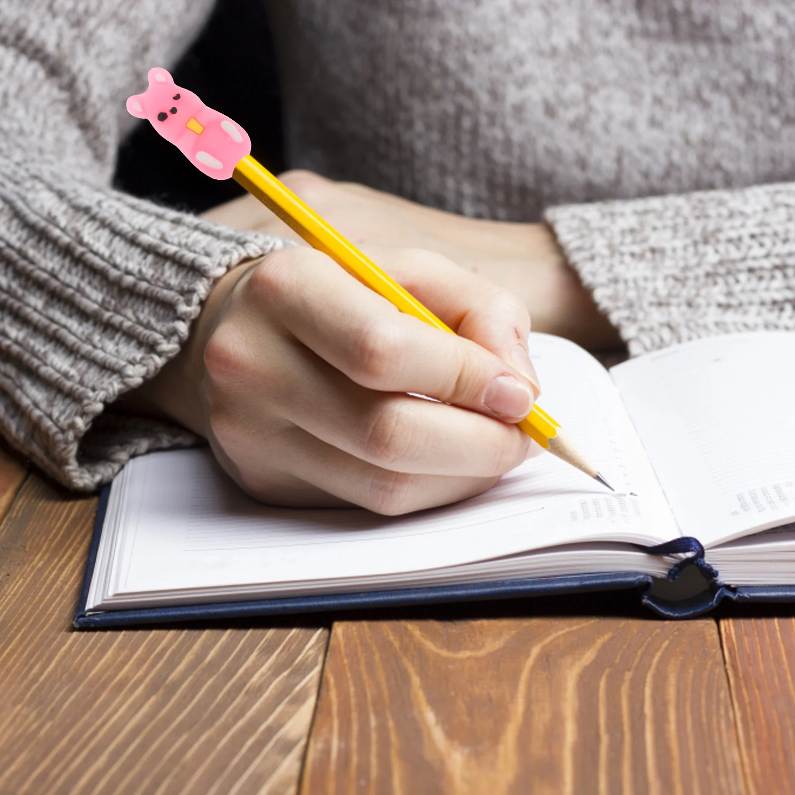 Silicone Caps Cute Cartoon Multifunctional Pencil Extenders Holders Hamster Design Pink For Students School Office Gel Pen