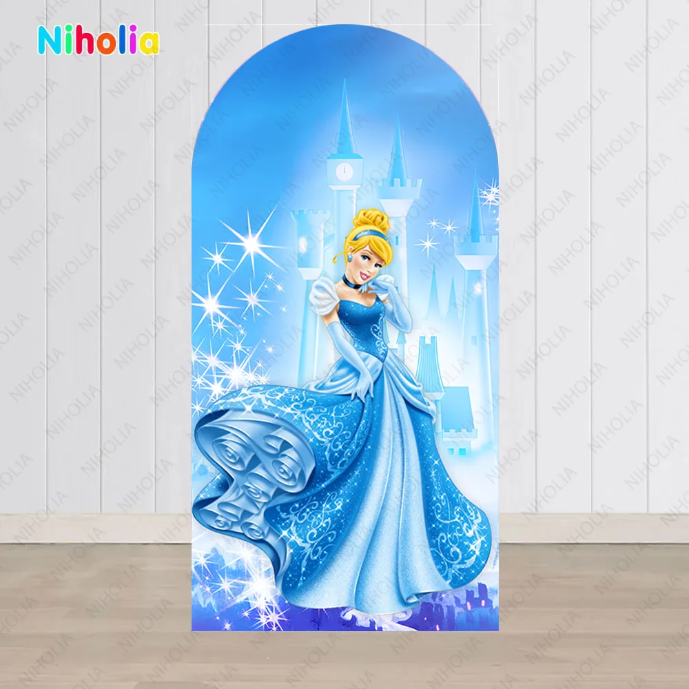 Frozen Cinderella Arch Backdrop Disney Princess Girl Birthday Party Photograph Background Wall Decoration Baby Shower Booth