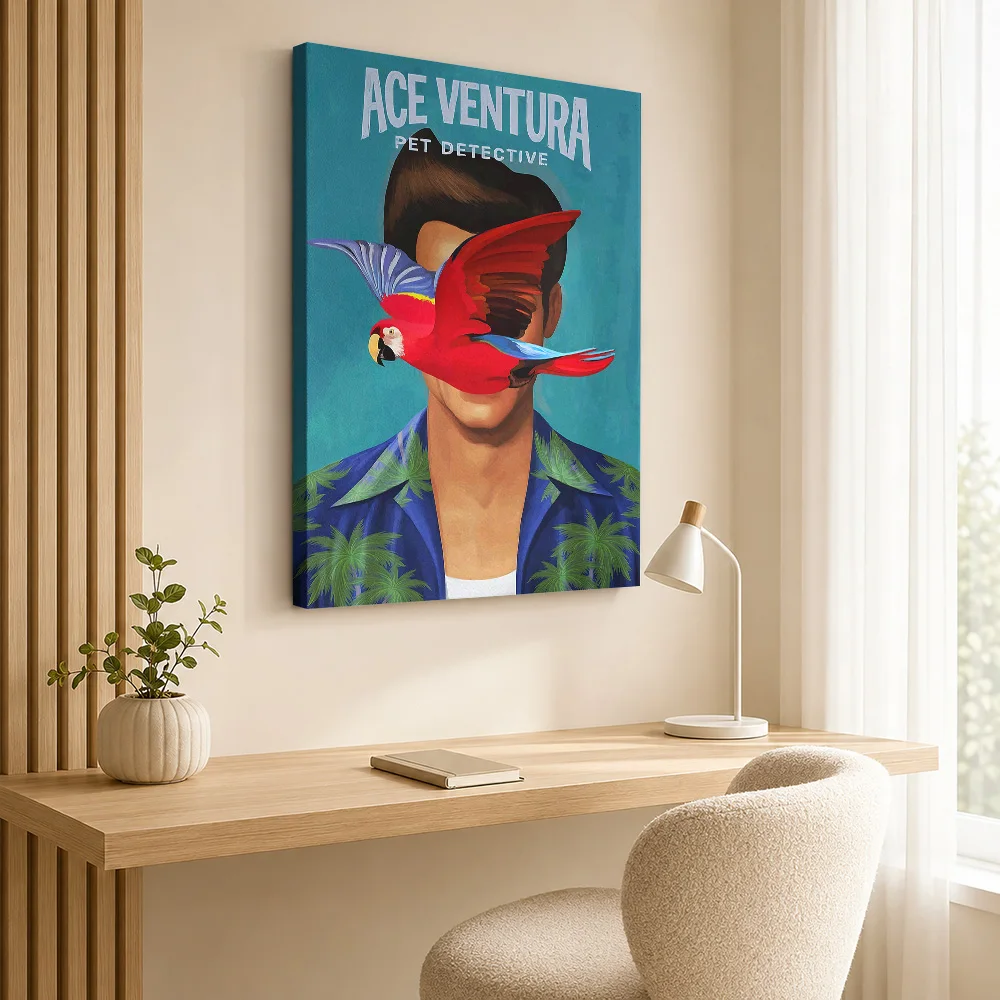 Ace Ventura Pet Detective Portrait Framed Canvas Print Personalized Photo Geometric Color Blocking Wall Art For Home Theater