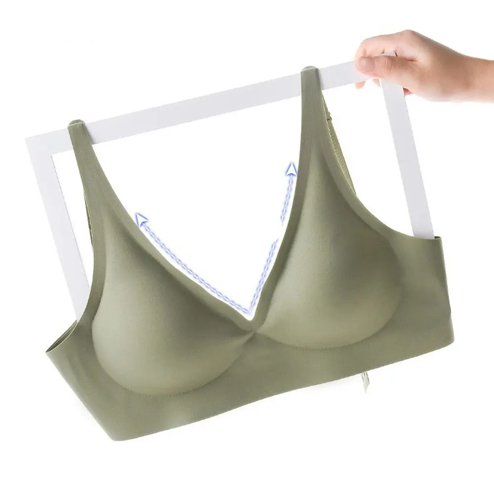 Fashion Design Seamless Brassiere Underwear V Neck Latex Push Up Bra Invisible Bra Womens Lingerie Sleepwears