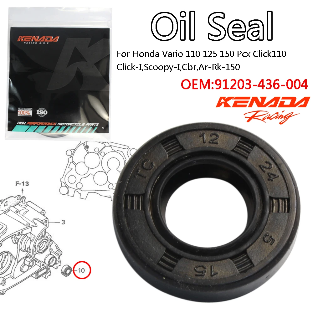 

For Honda Vario 110 125 150 Pcx Click110,Click-I,Scoopy-I,Cbr,Ar-Rk-150 Oil Seal Water Pump 91203-436-004