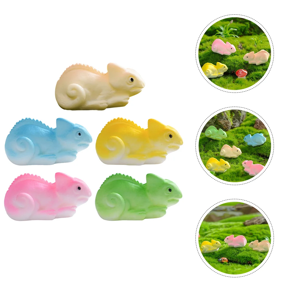 5 Pcs Micro Landscape Lizard Tiny Resin Lizards Trinkets Animals Miniatures Figurines