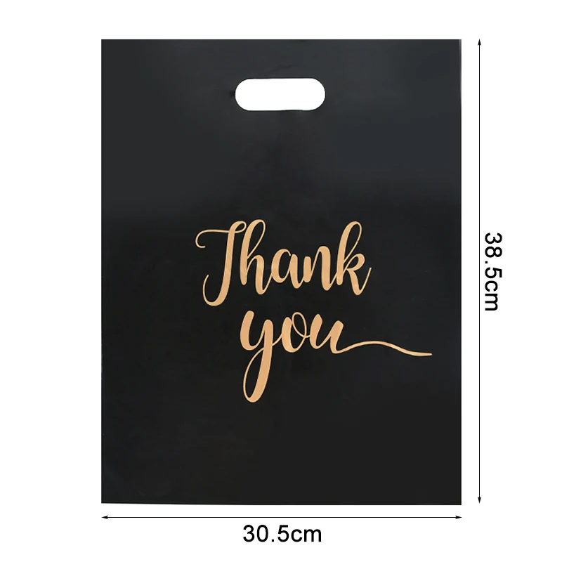 10Pcs Thank You Plastic Shopping Bags Gift Packaging Bag With Hand Wedding Party Favor Candy Cookie Wrapping Supplies