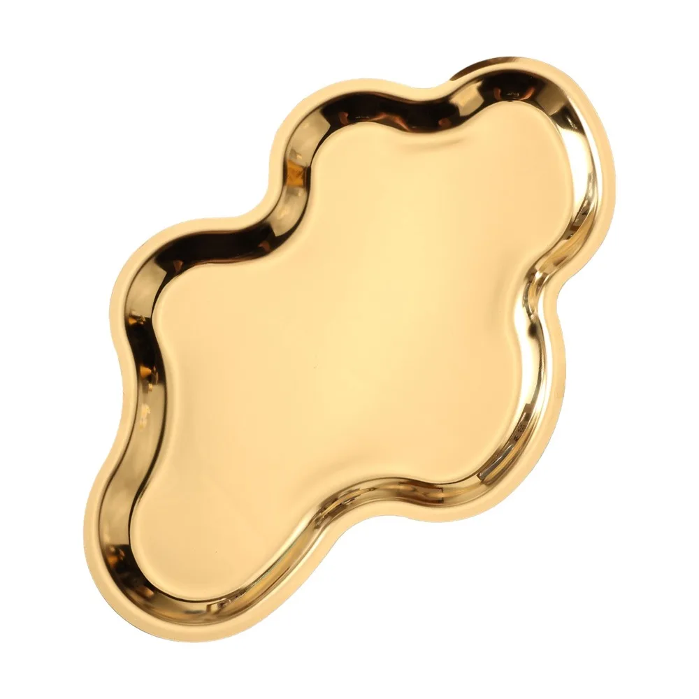 Stainless Steel Cloud Shaped Storage Tray Modern Design Ornament Jewelry Organizer Multi-Purpose Rust-proof Dessert Snack Dish