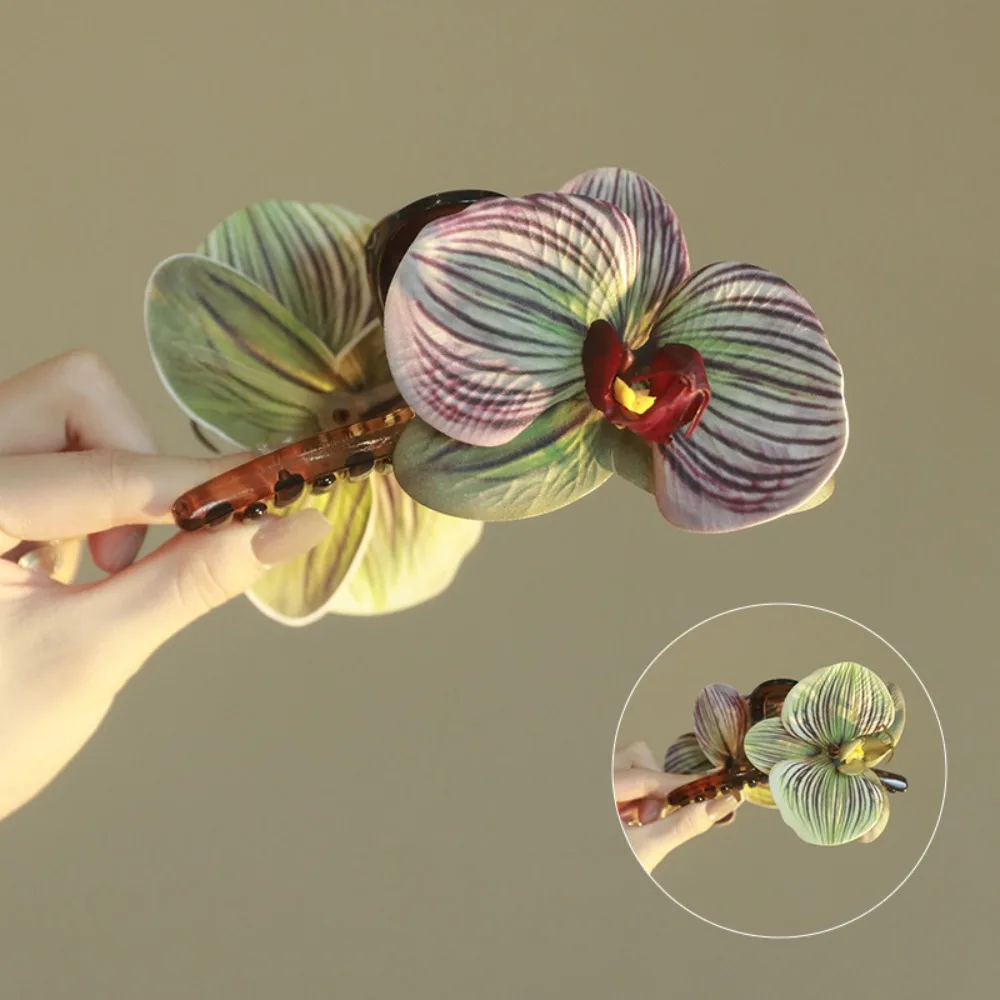 

Bohemia Barrettes Flower Hair Claw Ponytail Clip Shark Clip Butterfly Orchid Hair Clip Cute Hairpin Headdress Large Shark Clip