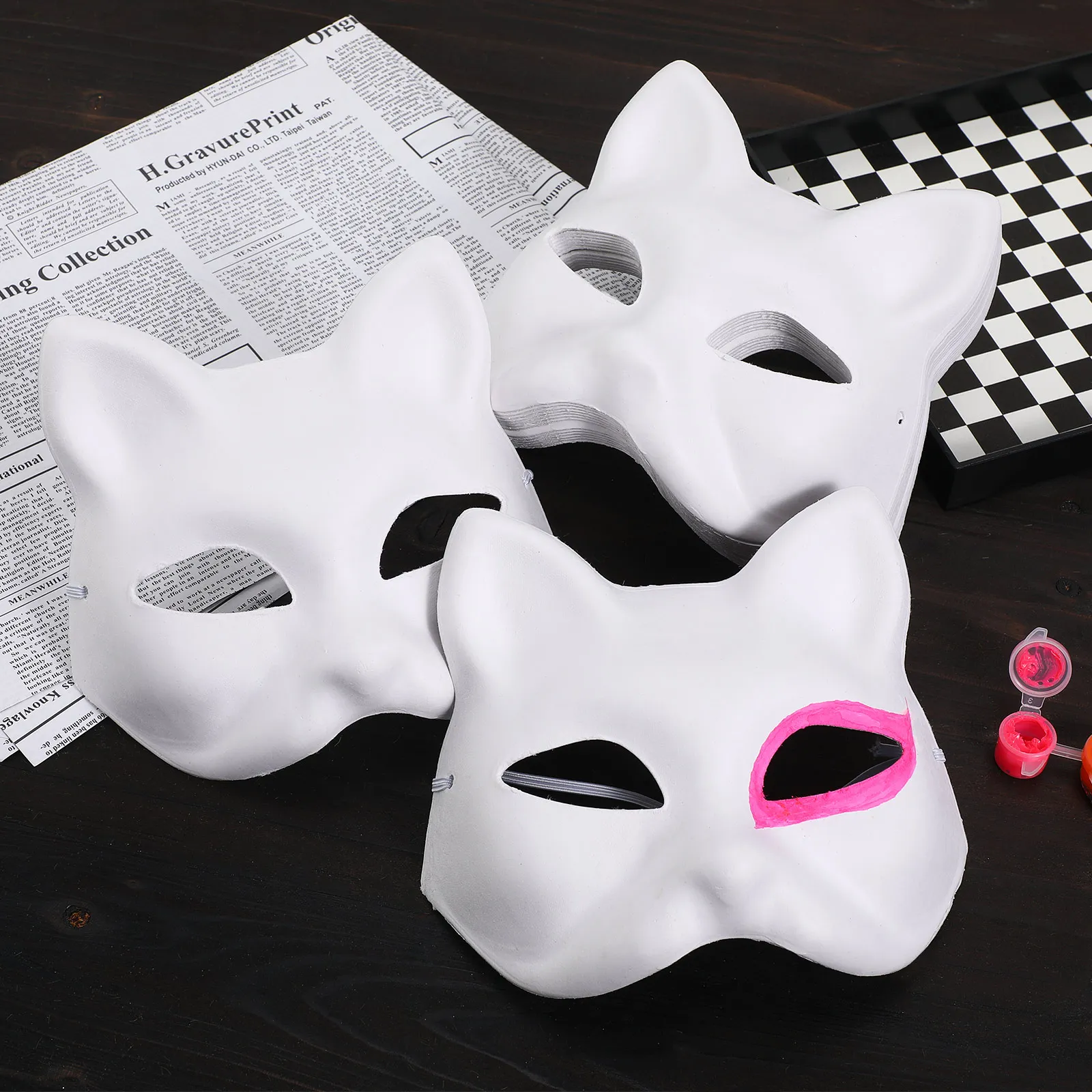

15pcs Blank Mask Plain White DIY Cat Masquerade Masks for Kids Baby Paintable Eco Friendly Cosplay Accessories