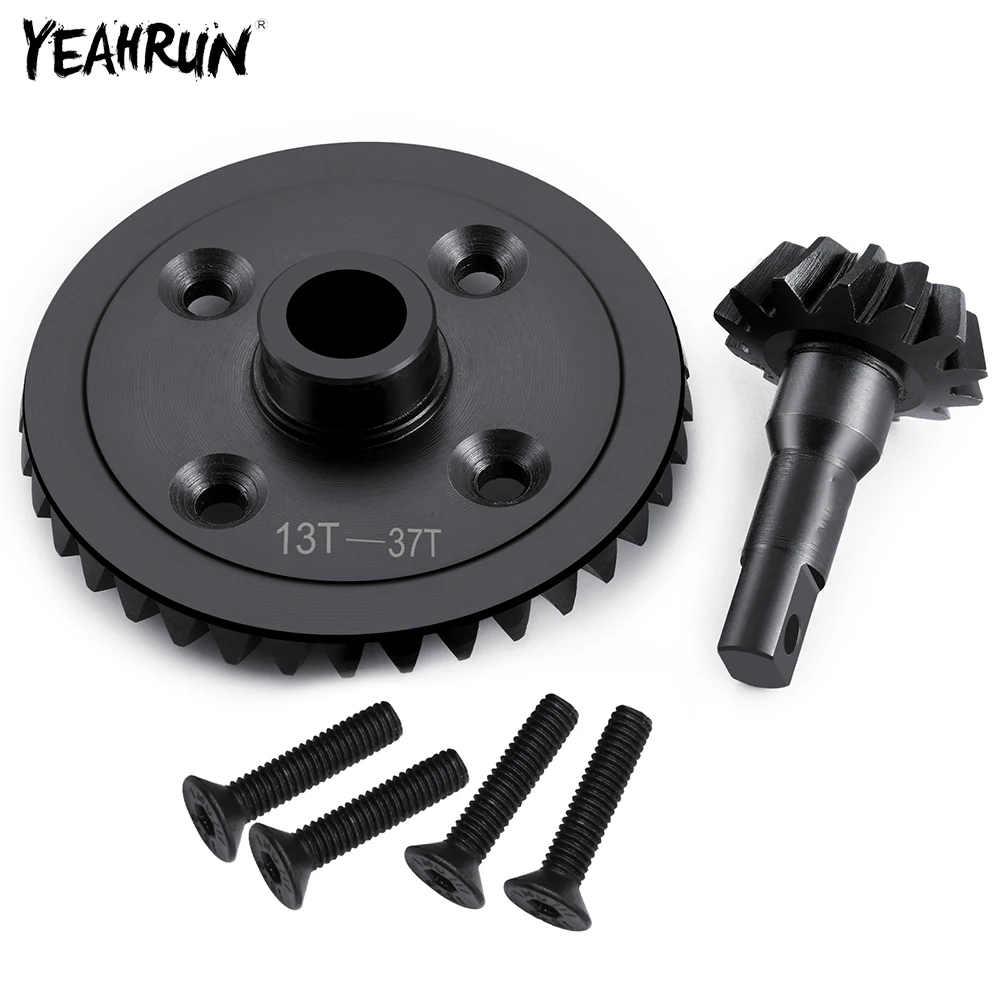 Yeahrun Harts tahl Spiral getriebe 13t/37t vordere hintere Differential räder für 56087 rc Raupen wagen E-Revo bürsten los 1/4-1 Schrägstrich 4x4