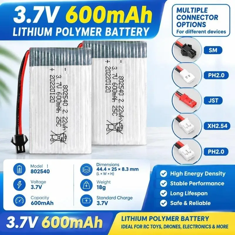Wholesale 3.7V 600mAh Lithium Battery for X5C RC Aircraft Model Drone Battery 802540