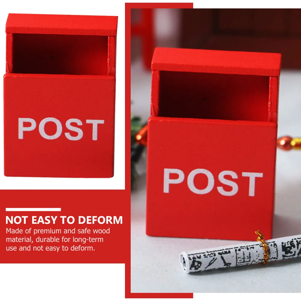 2Pcs Mini Mailbox Premium Wood Miniature Post Case for Mini House Layouts Kids Playroom Decor Small Space Friendly Desk