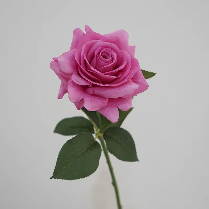 Artificial Latex Big Rose Wedding Bride Pink Roses Branch Home Living Room Garden Feel Moisturizing Simulation Flower Decoration