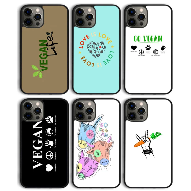 Love Vegan Animal Phone Case Back Cover for iPhone 16 15 SE2020 14 13 11 12 Pro Max mini XS XR X PlusS Shell Coque