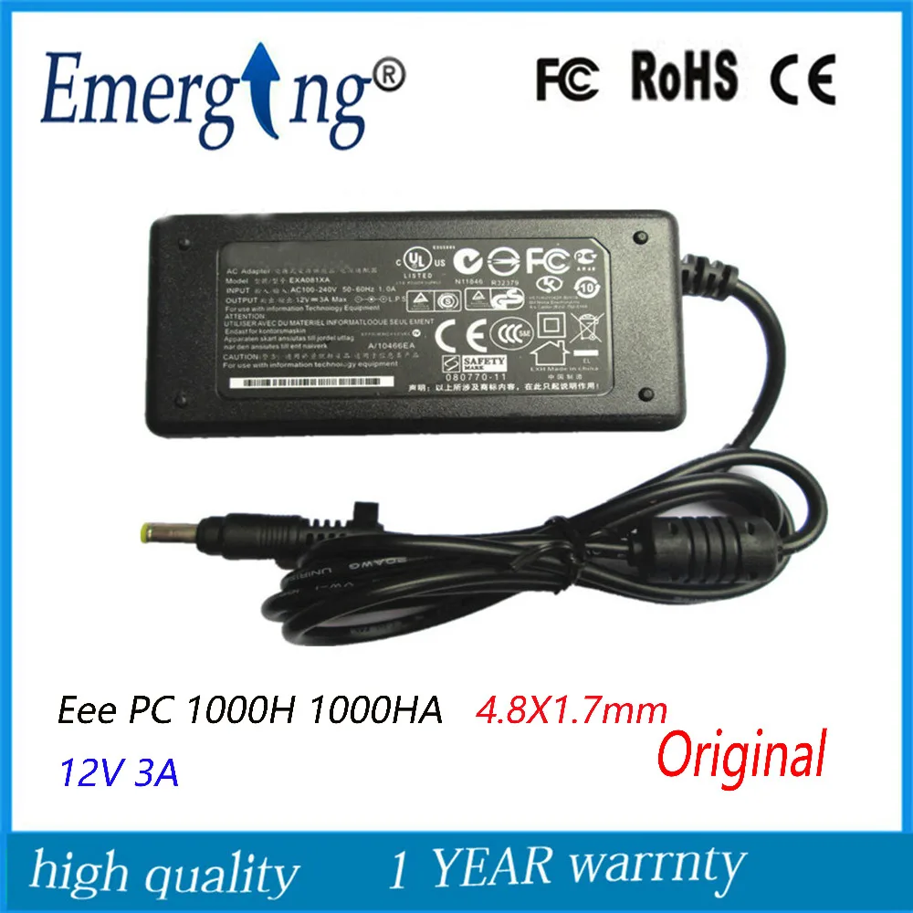 12V 3A  4.8*1.7mm New AC Laptop Adapter For ASUS Eee PC 900 901 1000 1000H 1000HE