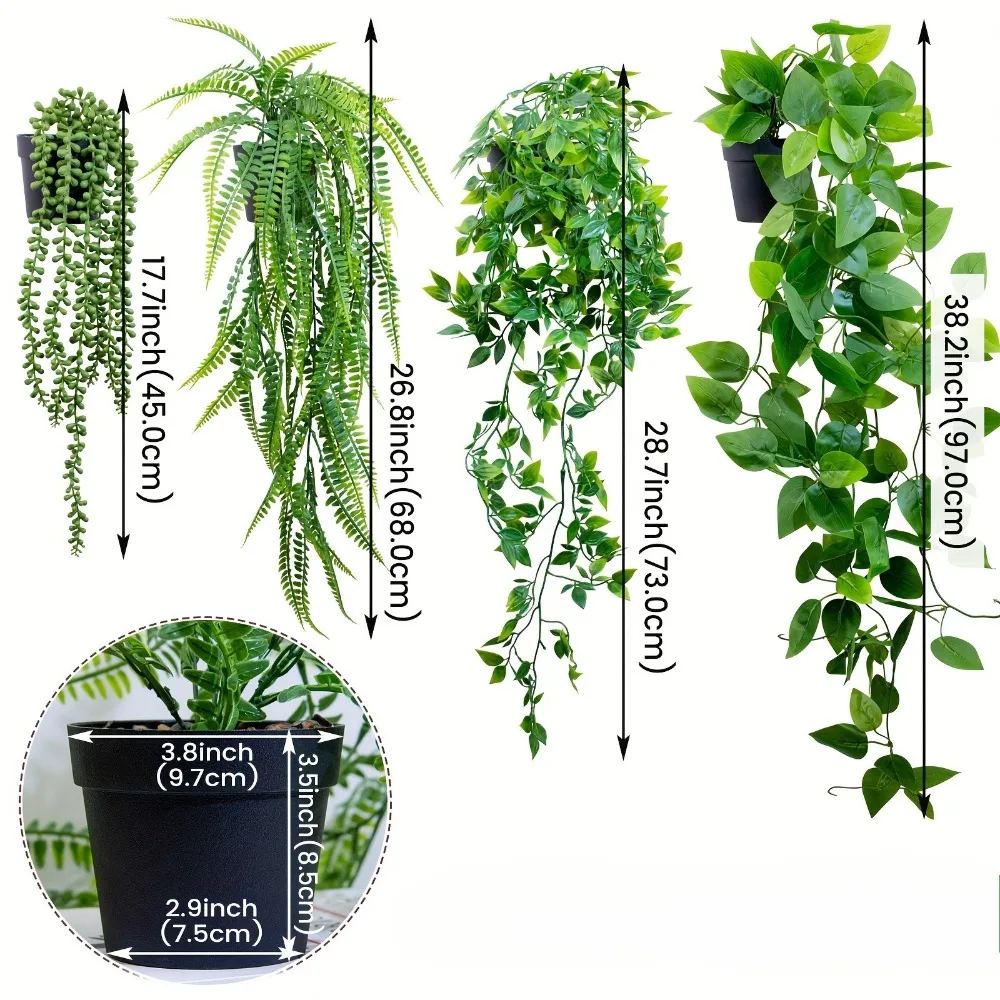 نباتات اللبلاب الاصطناعية أوراق بلاستيكية مع أواني الزفاف السنة الجديدة زينة عيد الميلاد للمنزل حديقة DIY غرفة المعيشة الجدار الشنق #6