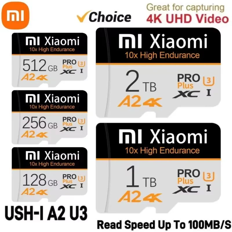 Original Xiaomi 2TB 4K V60 Memory Card 128GB Class 10 V30 TF Card 1TB SD Card 512GB 256GB A2 U3 High Speed Micro TF SD Card 2TB