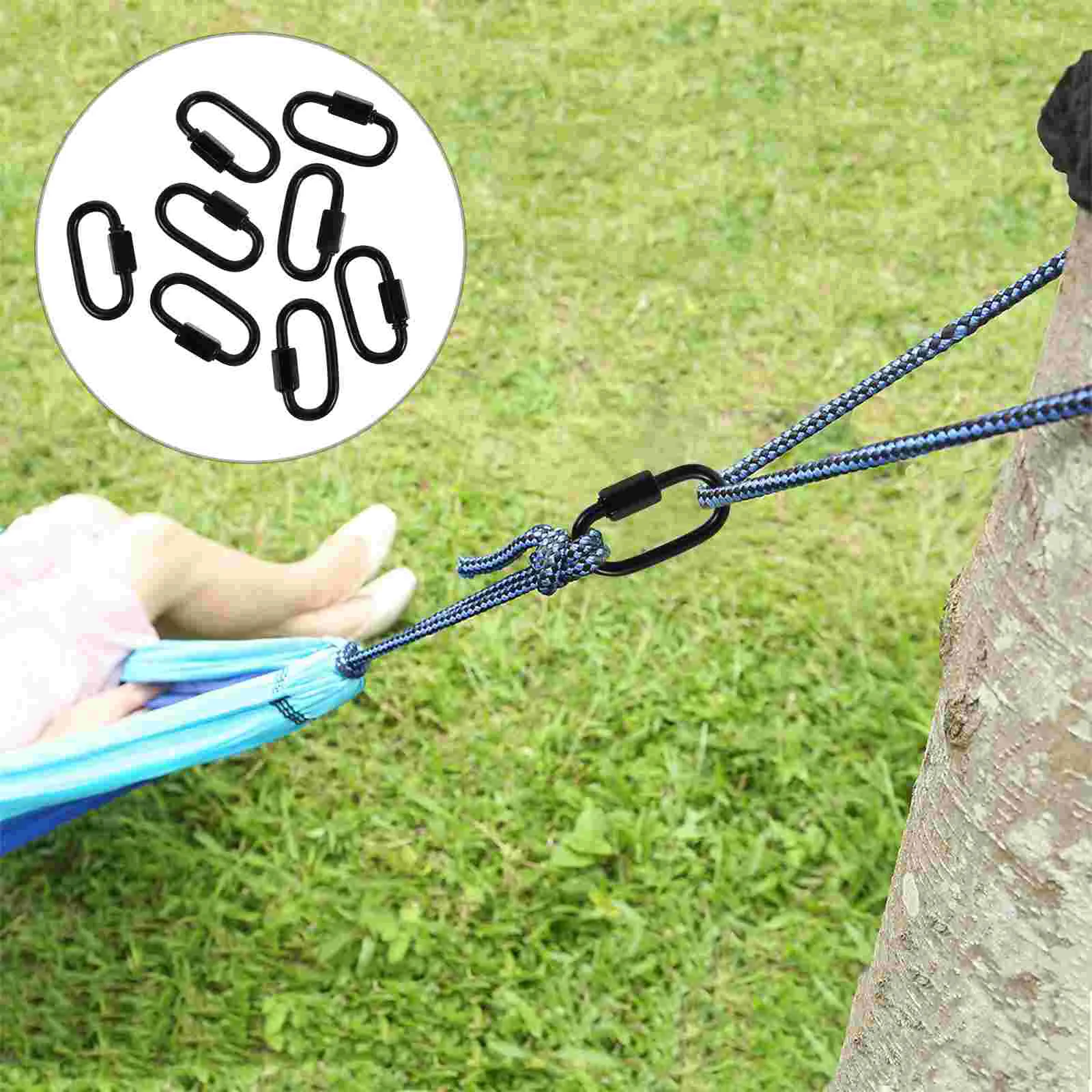 8 Pcs Stainless Steel Black Electroplated Safety Locking Carabiner Heavy Duty Lifting Hooks Chain Connectors .5