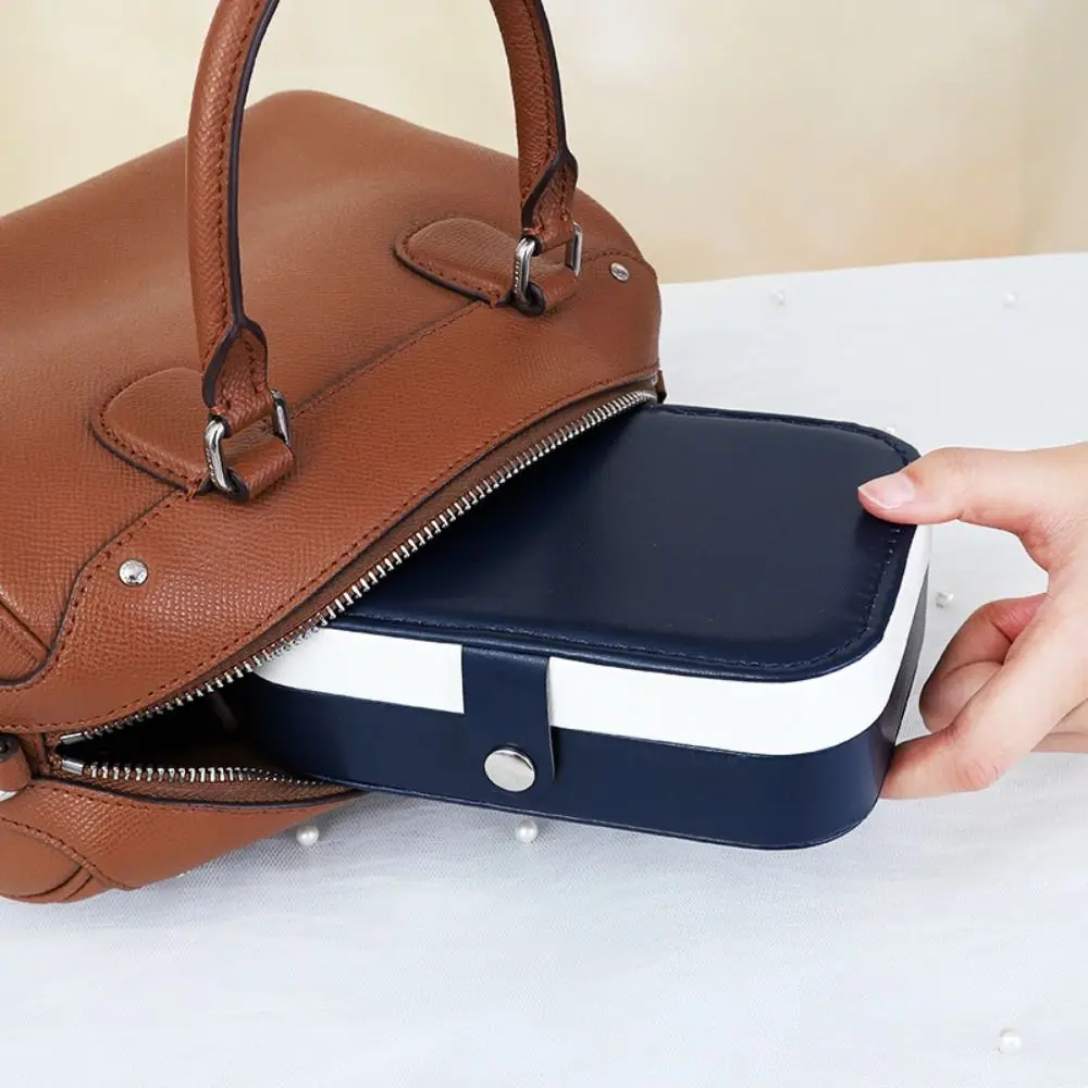 

Simple Vintage Jewelry Storage Box Square PU Leather Necklace Ring Case Mini Jewelry Display Case Earring Organizer Girls