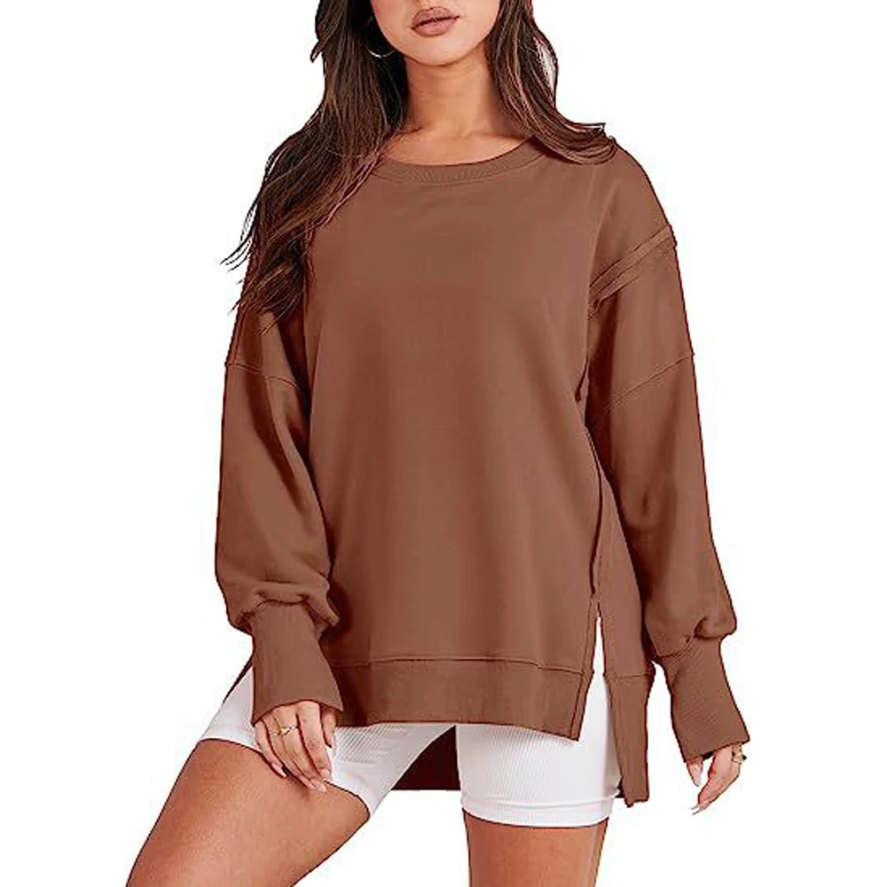 Women's crew-neck casual loose hoodie top