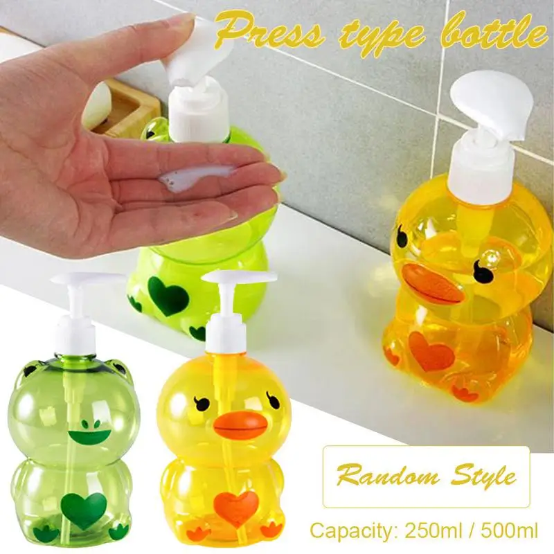 Portable Kids Cute Animal Soap Dispenser Frog duck Shape Push-type Dispenser Pump Hand Sanitizer Lotion Container