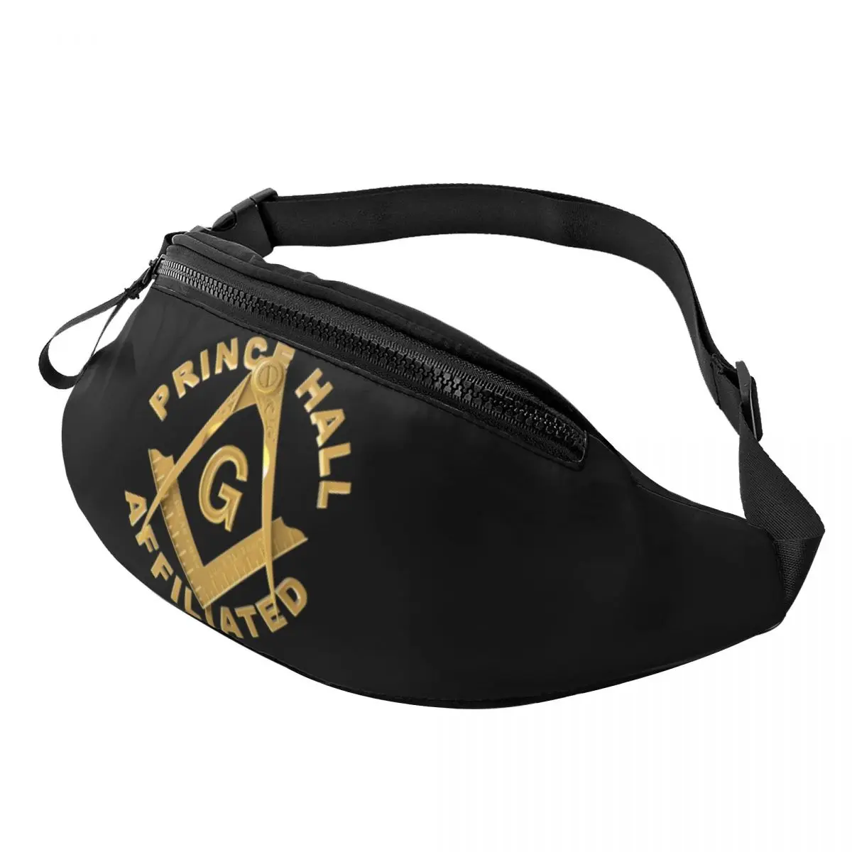 

Fashion Freemason Prince Hall Affiliated Fanny Pack Men Women Masonic Mason Crossbody Waist Bag for Hiking Phone Money Pouch