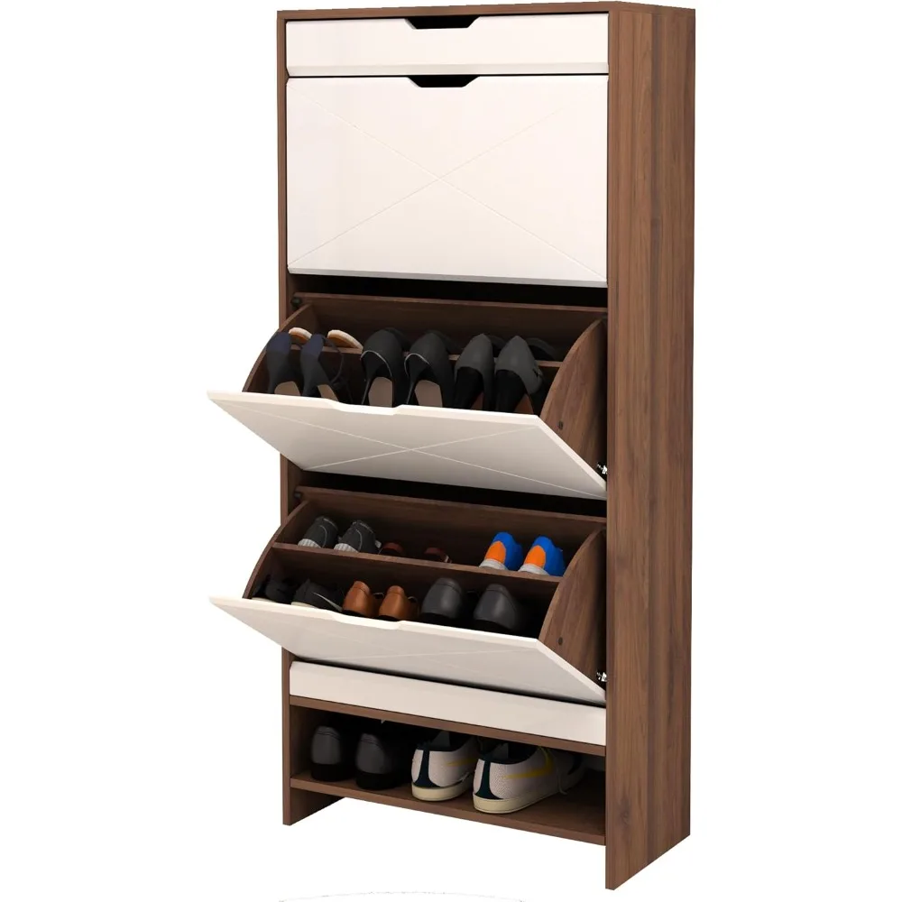 

Shoe Cabinet with 3 Flip Drawers, Modern Shoe Storage Cabinet for Entryway, Console Table with Top Storage Drawers, Free Standin