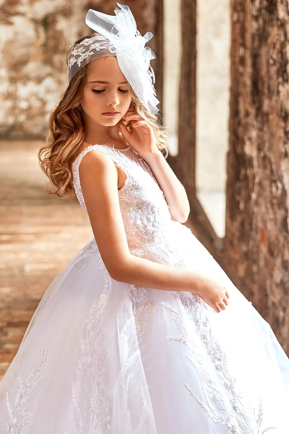 FATAPAESE Hochzeit Mädchen Kleid Prinzessin Sparkly Spitze Appqulies Feder Tüll Kleider Blume Kid EINE Linie Ballkleid Juior Brautjungfer