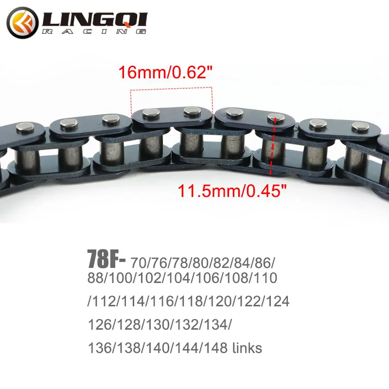 LINGQI RACING 124/126/128/130/132/134/136/138/140/144/148 Links T8F Chain For Dirt Pit Bike ATV Quad Kart Motorcycle Accessories