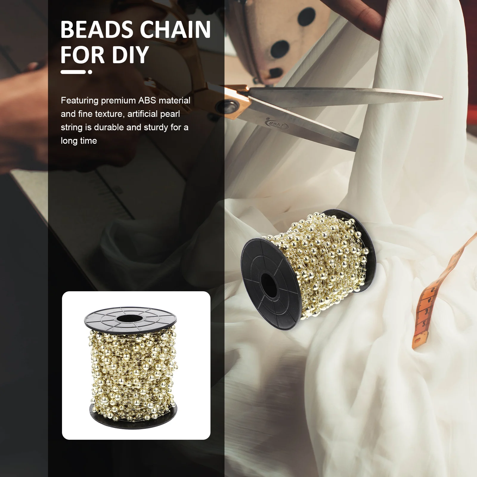 

Artificial Pearl String 1 Roll Fine Texture Fake Bead Chain for Bridal Bouquets Centerpieces Festive Party Layout Garland