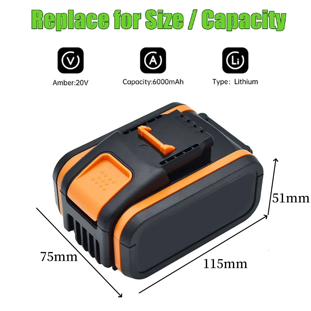 Pour Worx WA3551 4,0-10Ah baterie 20V baterie nalijte venil électrique bez fil WA3572 WA3553 WX390 baterie pro výměnu🛒 - náhled 3