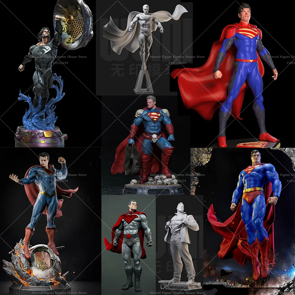 1/24 1/18 Scale DIY Self-assembled GK 3D Resin Un-panited White Model ‌‌The First Superhero Clark‌ Iconic Red And Blue Outfit