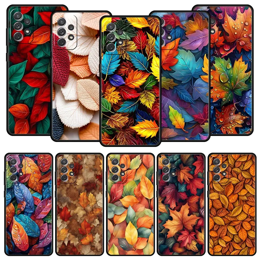 Cartoon Leaf Phone Case for Samsung Galaxy A55 A35 A17 A07 A15 A13 A25 A51 A71 A72 A73 A32 A52 A52S A41 5G Soft TPU Shell Capas